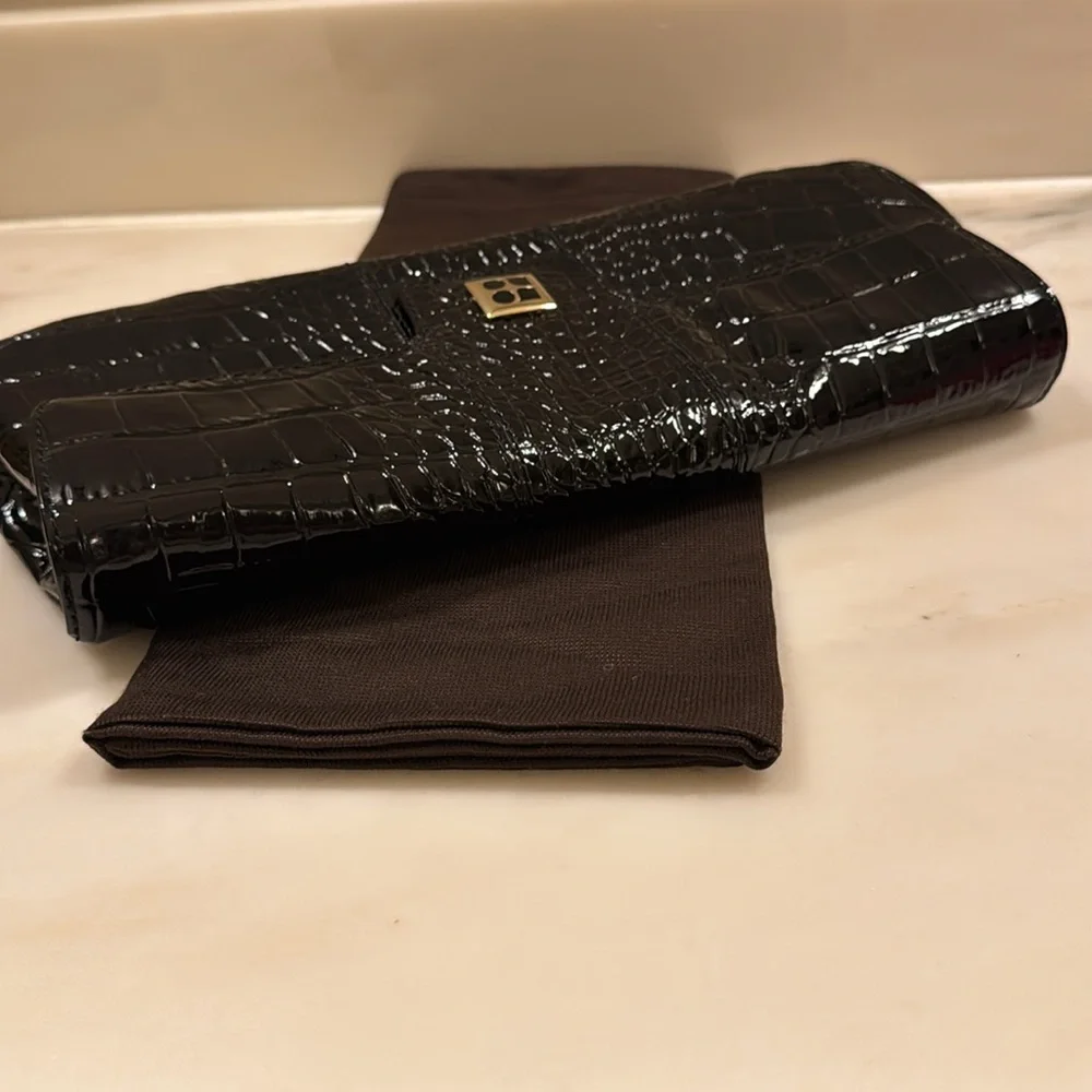 Kate Spade black patent leather clutch